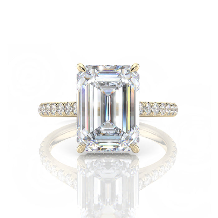 Inel de Logodnă – Moissanite Emerald Pave