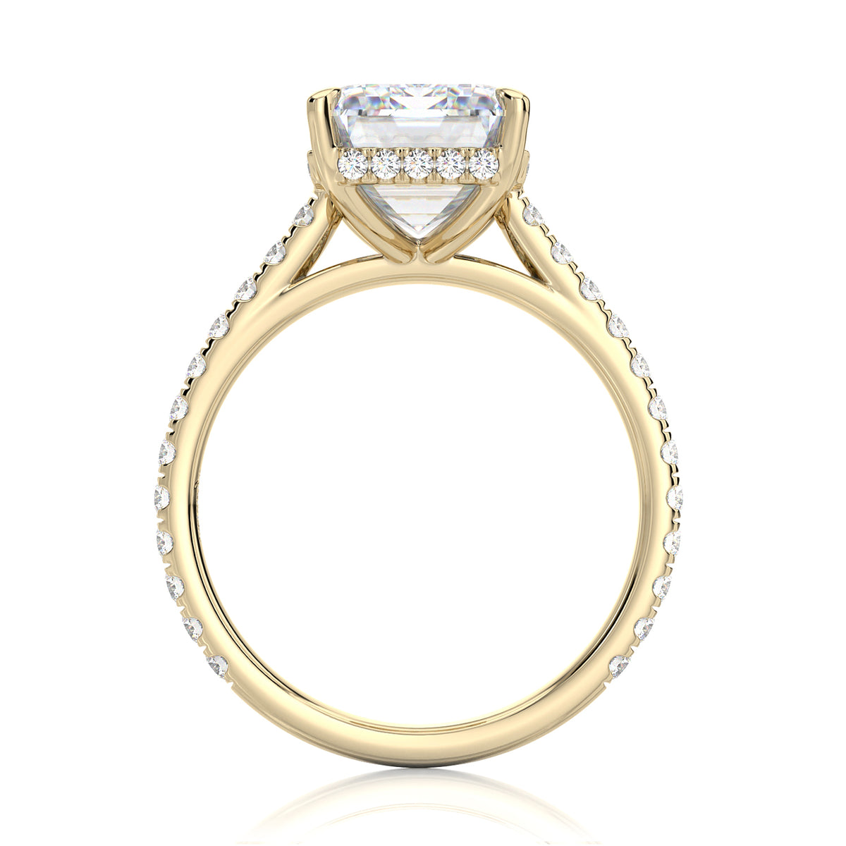 Inel de Logodnă – Moissanite Emerald Pave