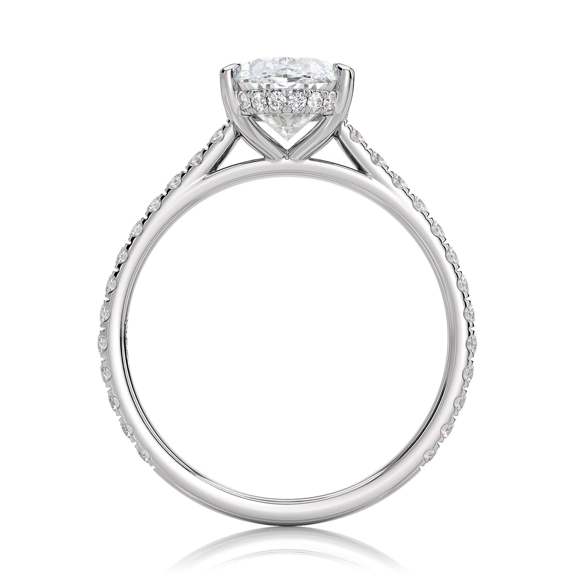 Inel de Logodnă – Diamant de Laborator Oval Pave