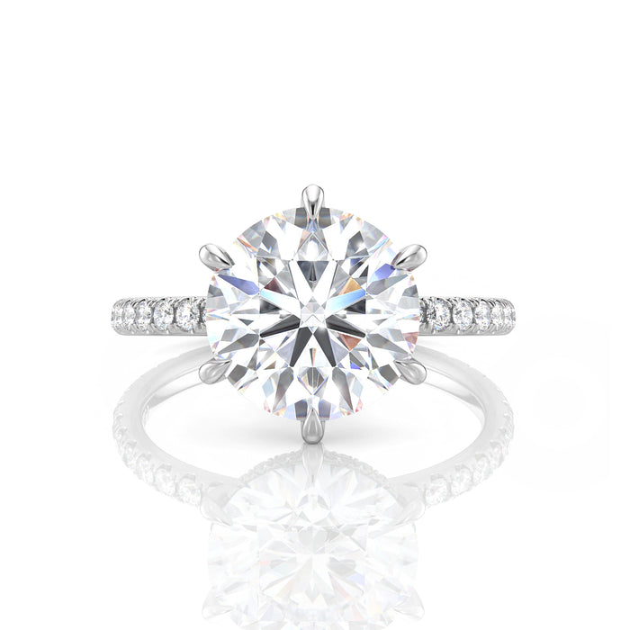 Inel de Logodnă – Diamant de Laborator Rotund 6 Prongs Pave