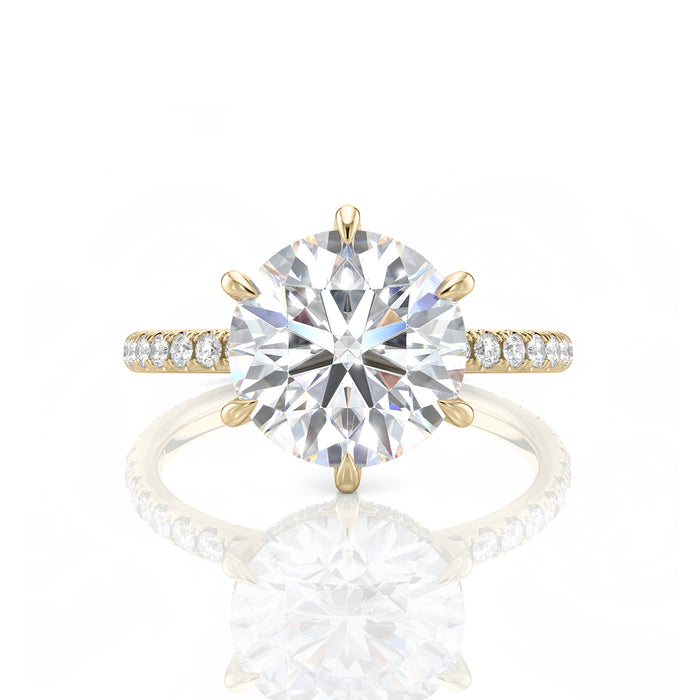 Inel de Logodnă – Moissanite Rotund 6 Prongs Pave