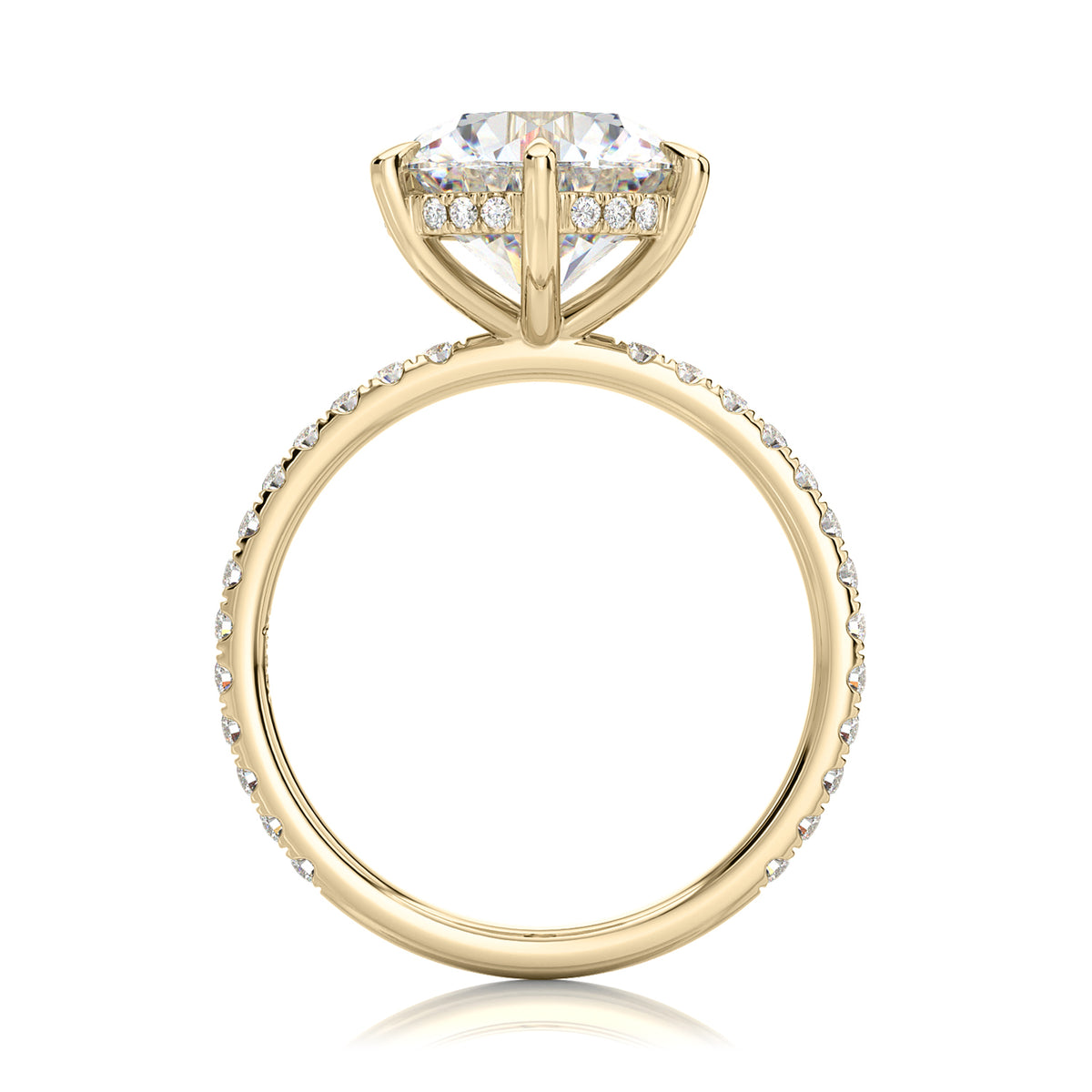 Inel de Logodnă – Moissanite Rotund 6 Prongs Pave