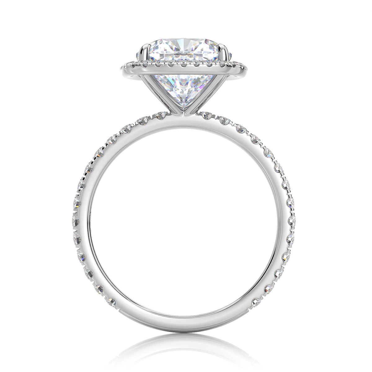Inel de logodnă Cushion Halo cu moissanite