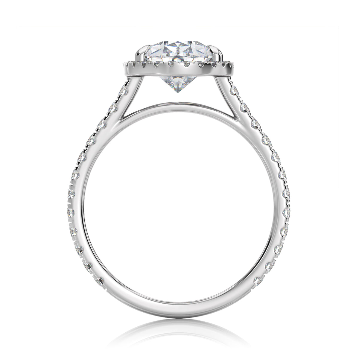Inel de Logodnă – Diamant de Laborator Pear Halo Pave