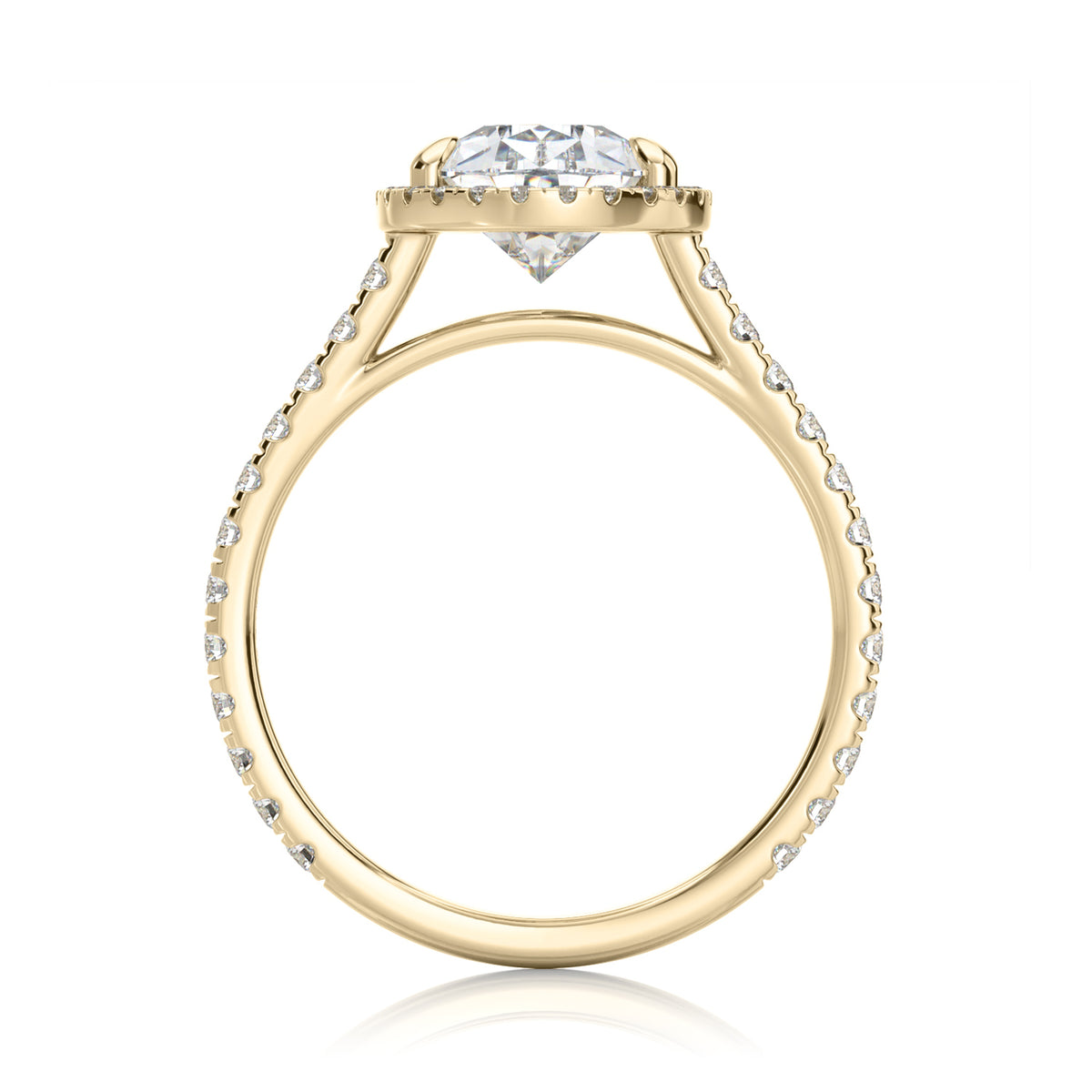 Inel de Logodnă – Moissanite Pear Halo Pave