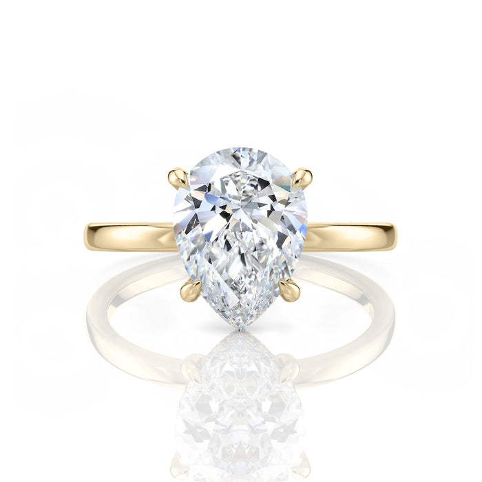 Inel de Logodnă – Moissanite Pear Hidden Halo