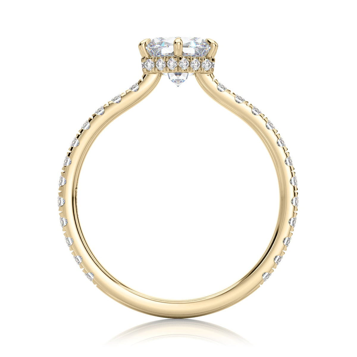 Inel de logodnă Hexagon Pavé cu moissanite, aur galben