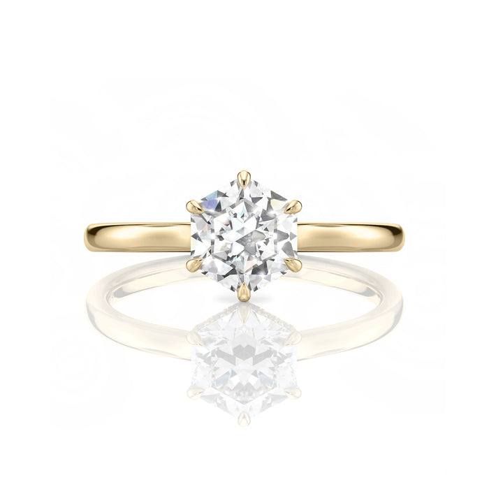 Inel de Logodnă – Moissanite Hexagon Hidden Halo