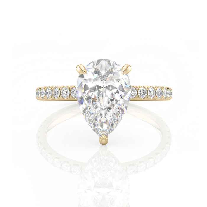 Inel de Logodnă – Moissanite Pear Pave