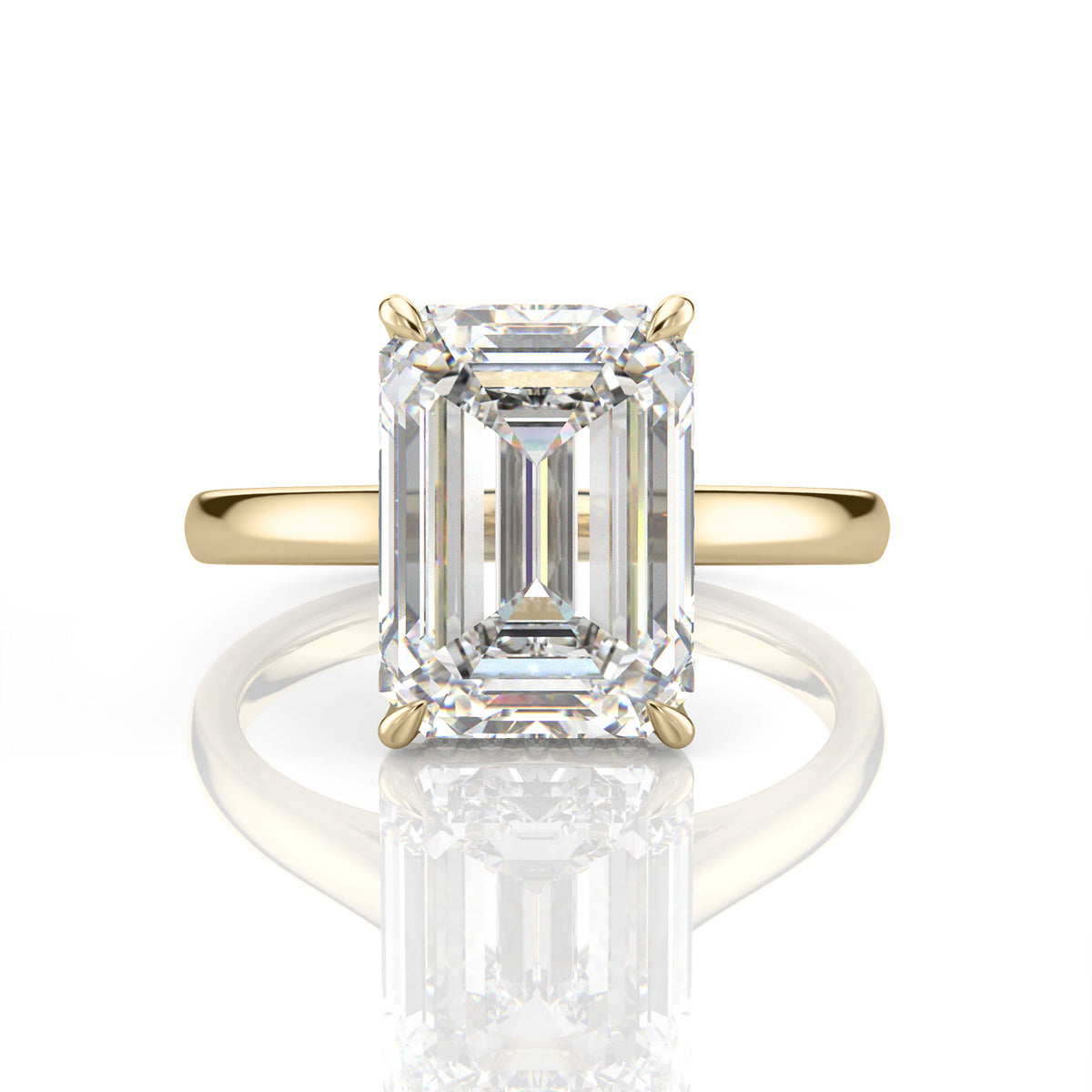 Inel de Logodnă – Moissanite Emerald Hidden Halo