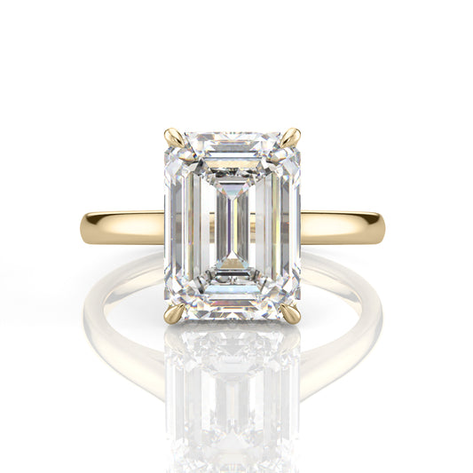 Inel de Logodnă – Moissanite Emerald Hidden Halo
