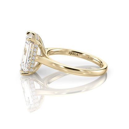 Inel de Logodnă – Moissanite Emerald Hidden Halo