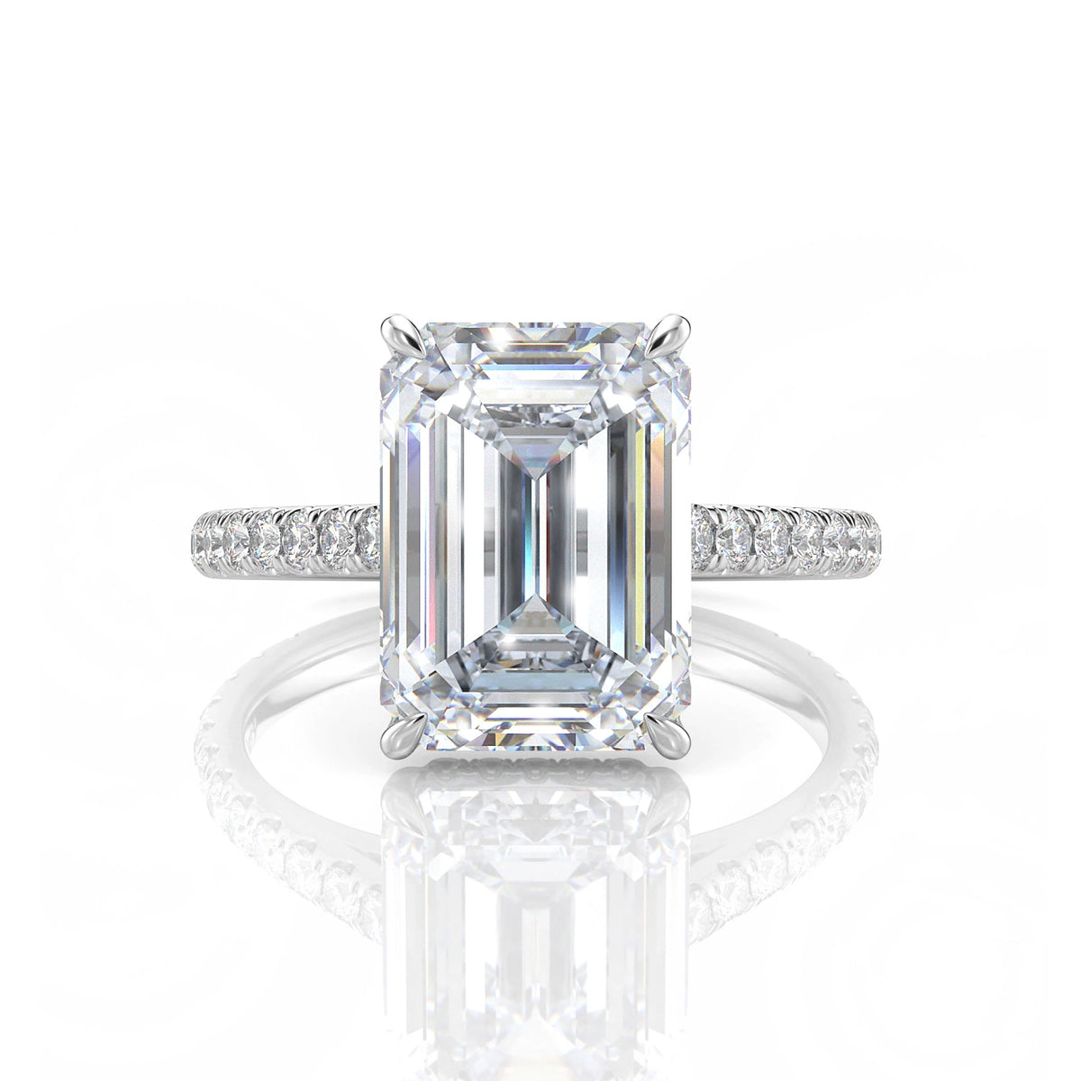 Inel de Logodnă – Diamant de Laborator Emerald Pave