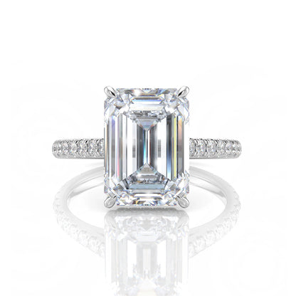 Inel de Logodnă – Diamant de Laborator Emerald Pave