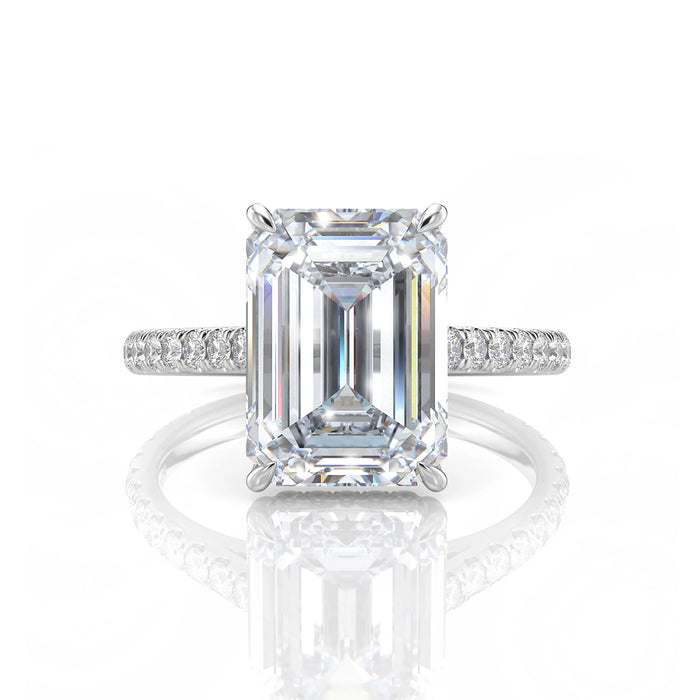 Inel de Logodnă – Diamant de Laborator Emerald Pave