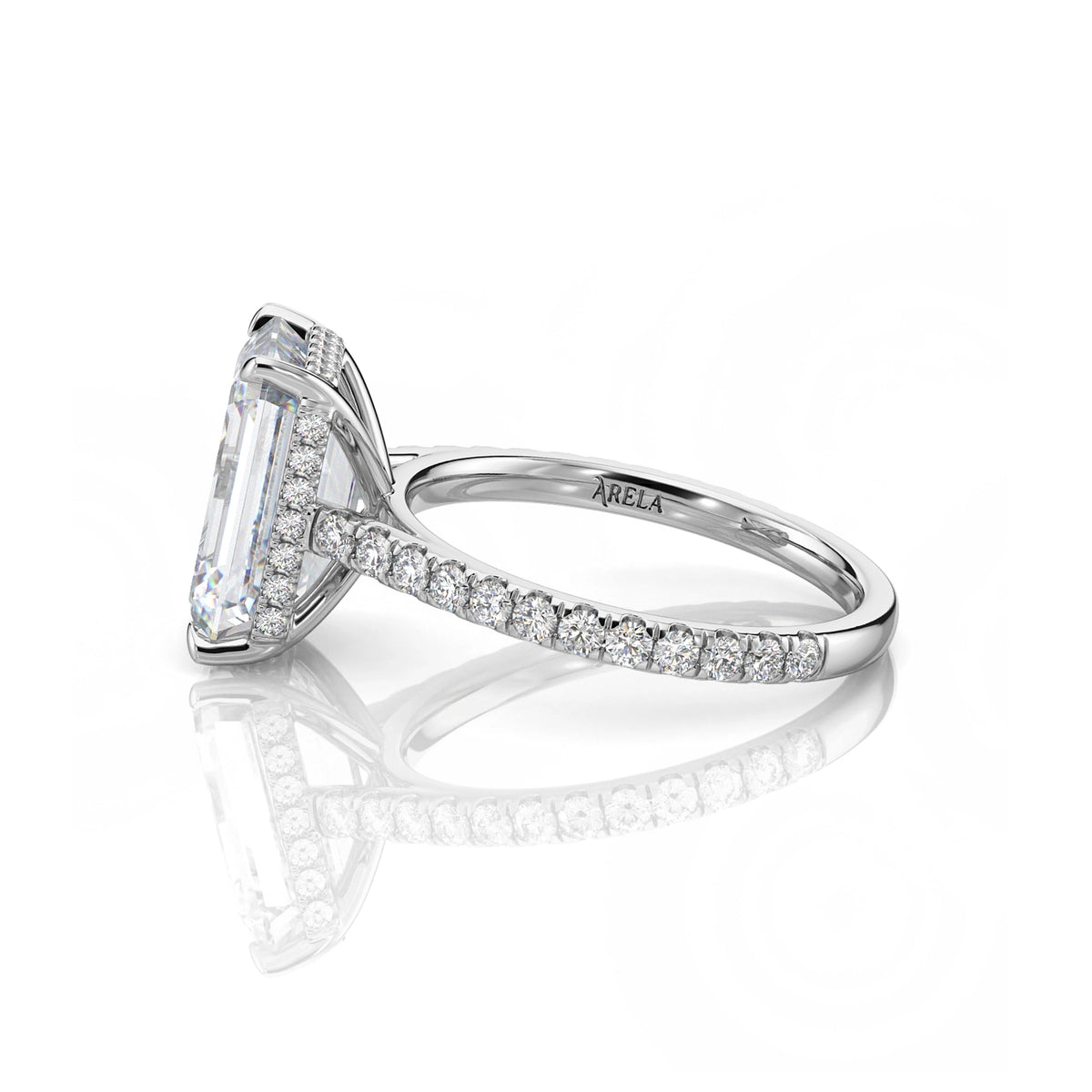 Inel de Logodnă – Diamant de Laborator Emerald Pave