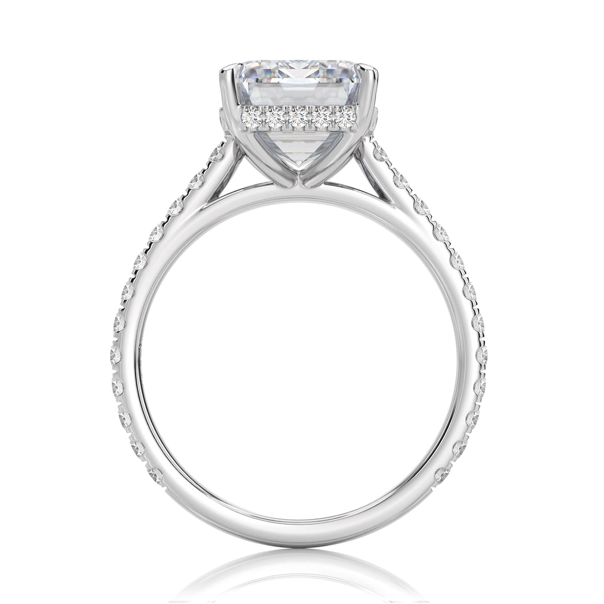 Inel de Logodnă – Diamant de Laborator Emerald Pave