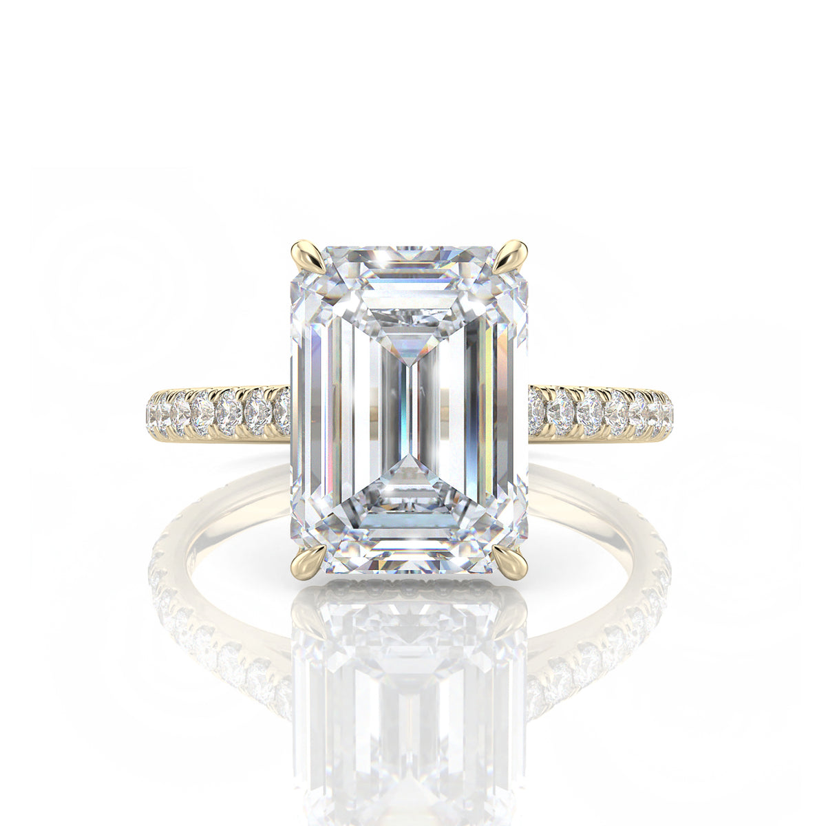 Inel de Logodnă – Moissanite Emerald Pave