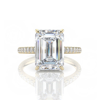 Inel de Logodnă – Moissanite Emerald Pave