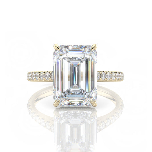 Inel de Logodnă – Moissanite Emerald Pave