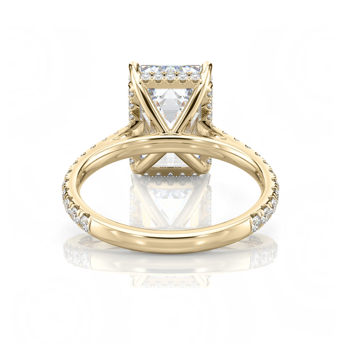 Inel de Logodnă – Moissanite Emerald Pave