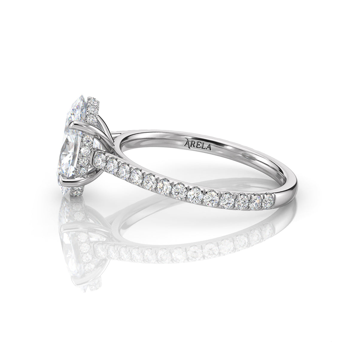 Inel de Logodnă – Diamant de Laborator Oval Pave