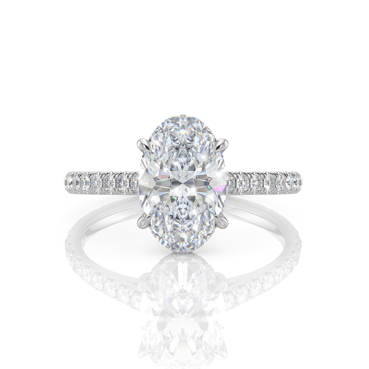 Inel de Logodnă – Diamant de Laborator Oval Pave