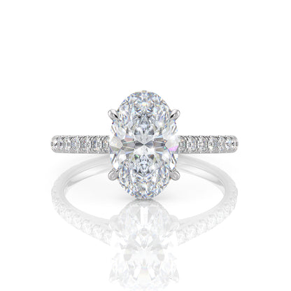 Inel de Logodnă – Diamant de Laborator Oval Pave