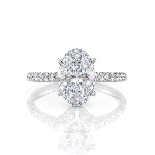 Inel de Logodnă – Diamant de Laborator Oval Pave