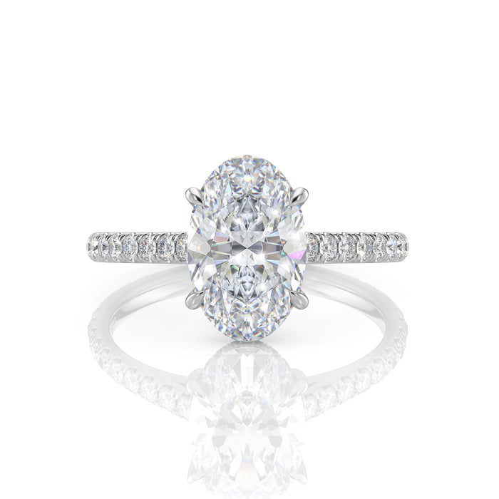Inel de Logodnă – Diamant de Laborator Oval Pave
