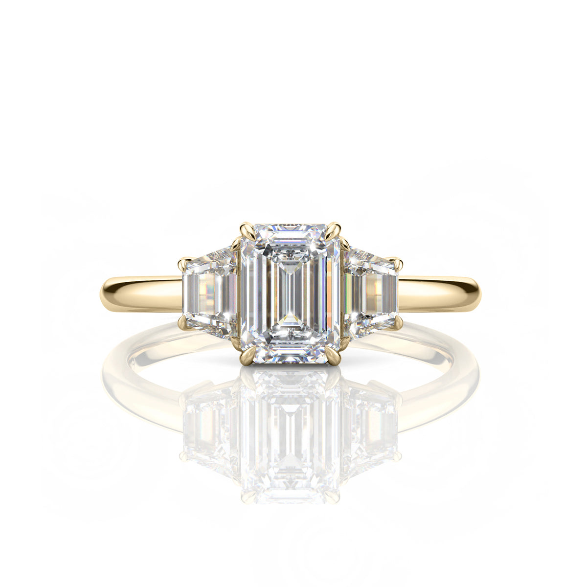 Inel de Logodnă – Moissanite Emerald Trilogy