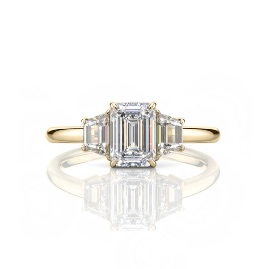 Inel de Logodnă – Moissanite Emerald Trilogy