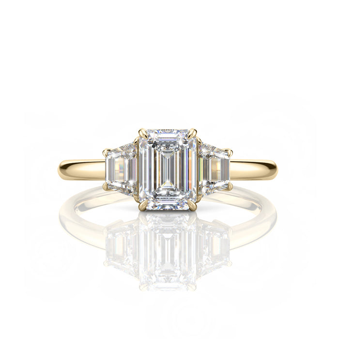 Inel de Logodnă – Moissanite Emerald Trilogy