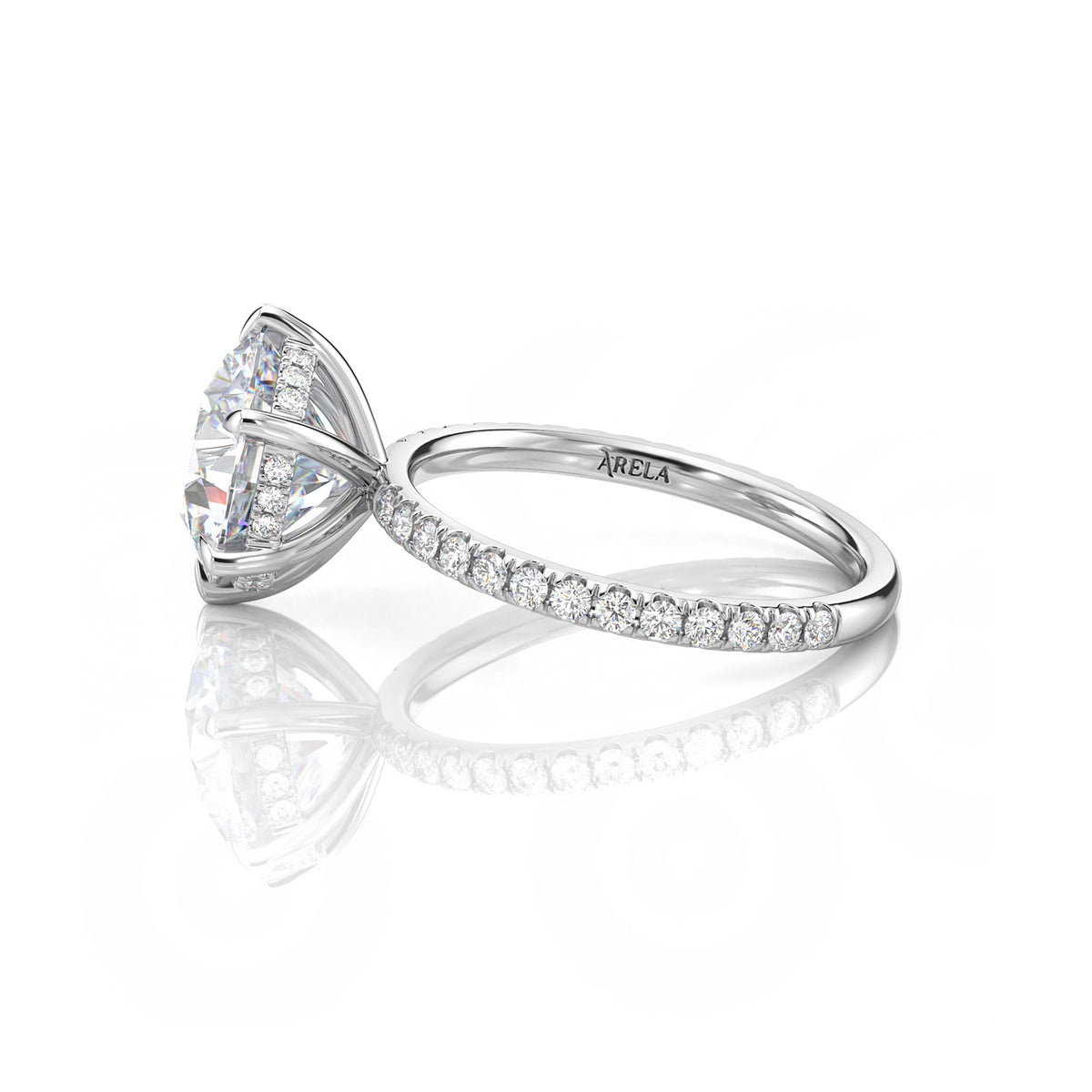 Inel de Logodnă – Diamant de Laborator Rotund 6 Prongs Pave