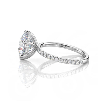 Inel de Logodnă – Diamant de Laborator Rotund 6 Prongs Pave