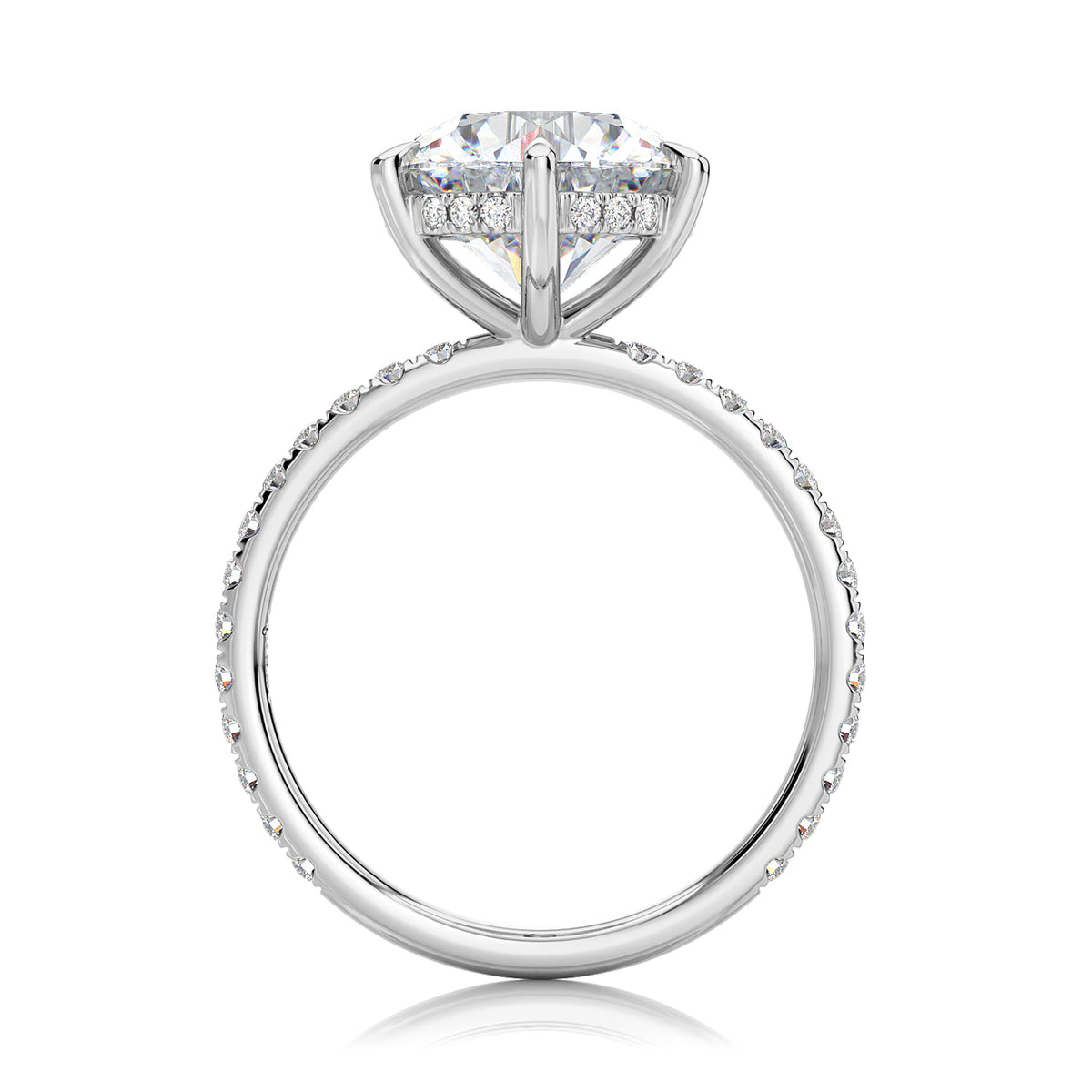 Inel de Logodnă – Diamant de Laborator Rotund 6 Prongs Pave