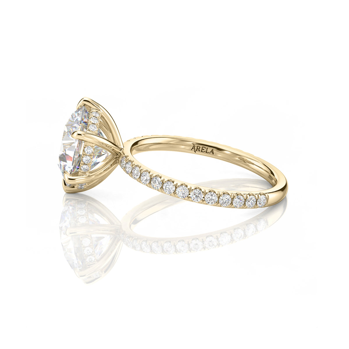 Inel de Logodnă – Moissanite Rotund 6 Prongs Pave