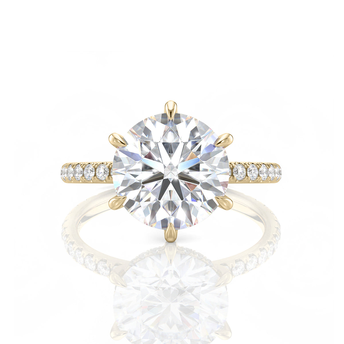 Inel de Logodnă – Moissanite Rotund 6 Prongs Pave