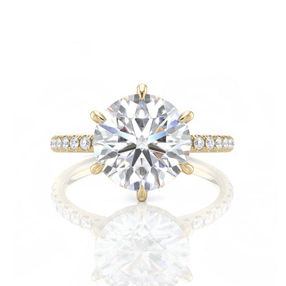 Inel de Logodnă – Moissanite Rotund 6 Prongs Pave