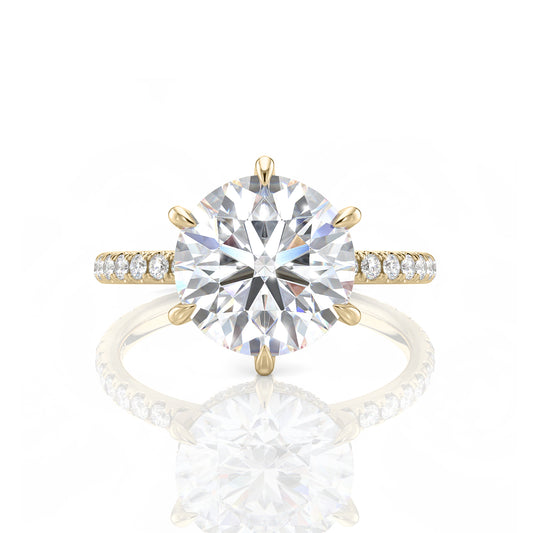 Inel de Logodnă – Moissanite Rotund 6 Prongs Pave