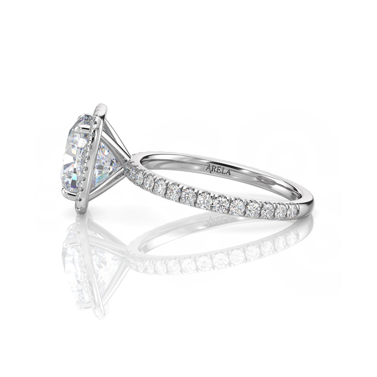 Inel de logodnă Cushion Halo cu moissanite