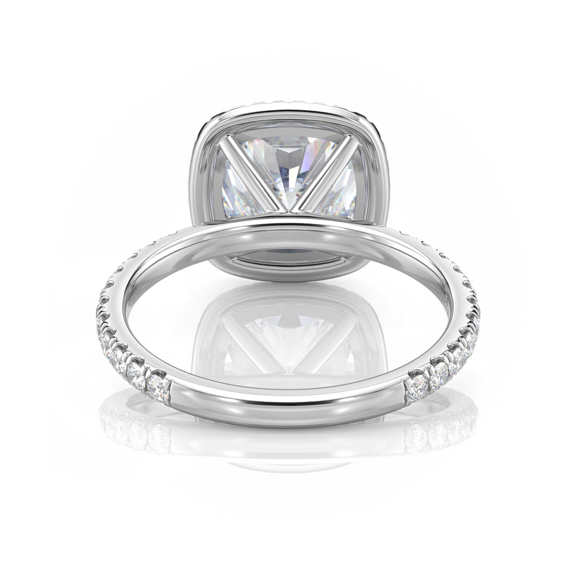 Inel de logodnă Cushion Halo cu moissanite