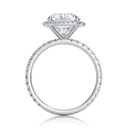 Inel de logodnă Cushion Halo cu moissanite