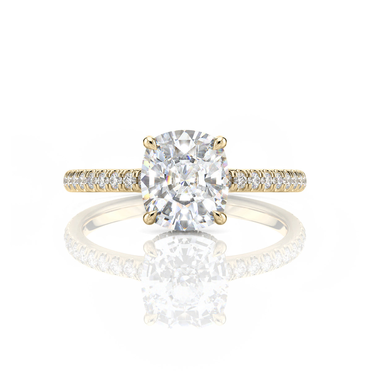 Inel de Logodnă – Moissanite Cushion Pave