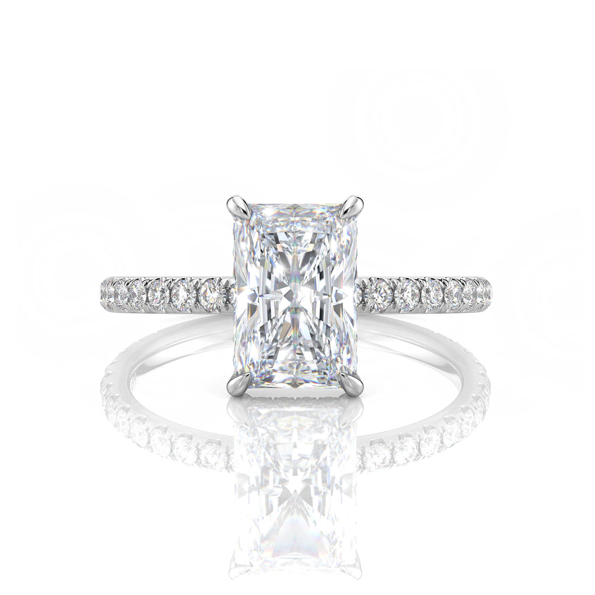 Inel de Logodnă – Diamant de Laborator Radiant Pave