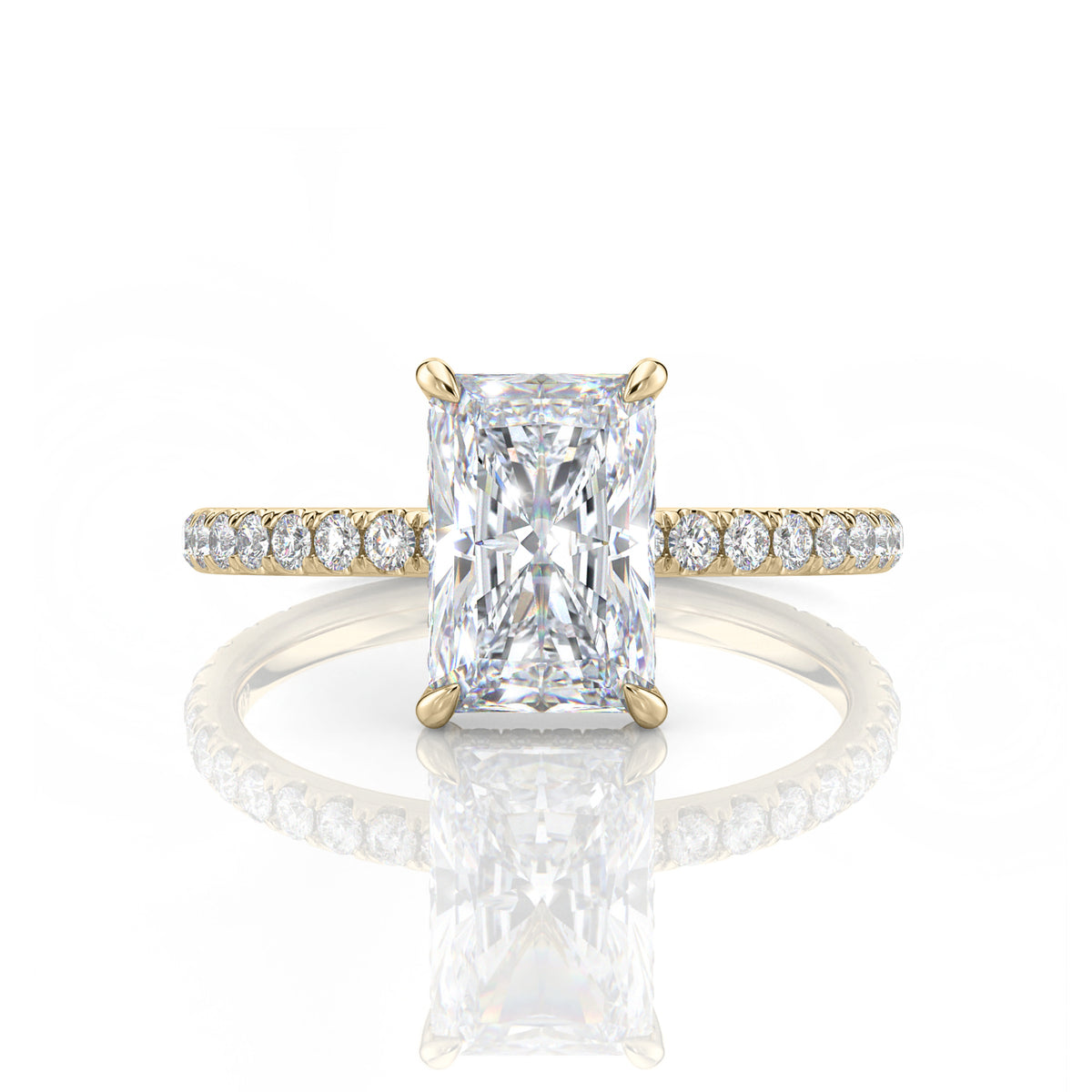 Inel de Logodnă – Moissanite Radiant Pave
