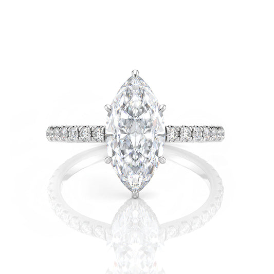 Inel de Logodnă – Diamant de Laborator Marquise Pave