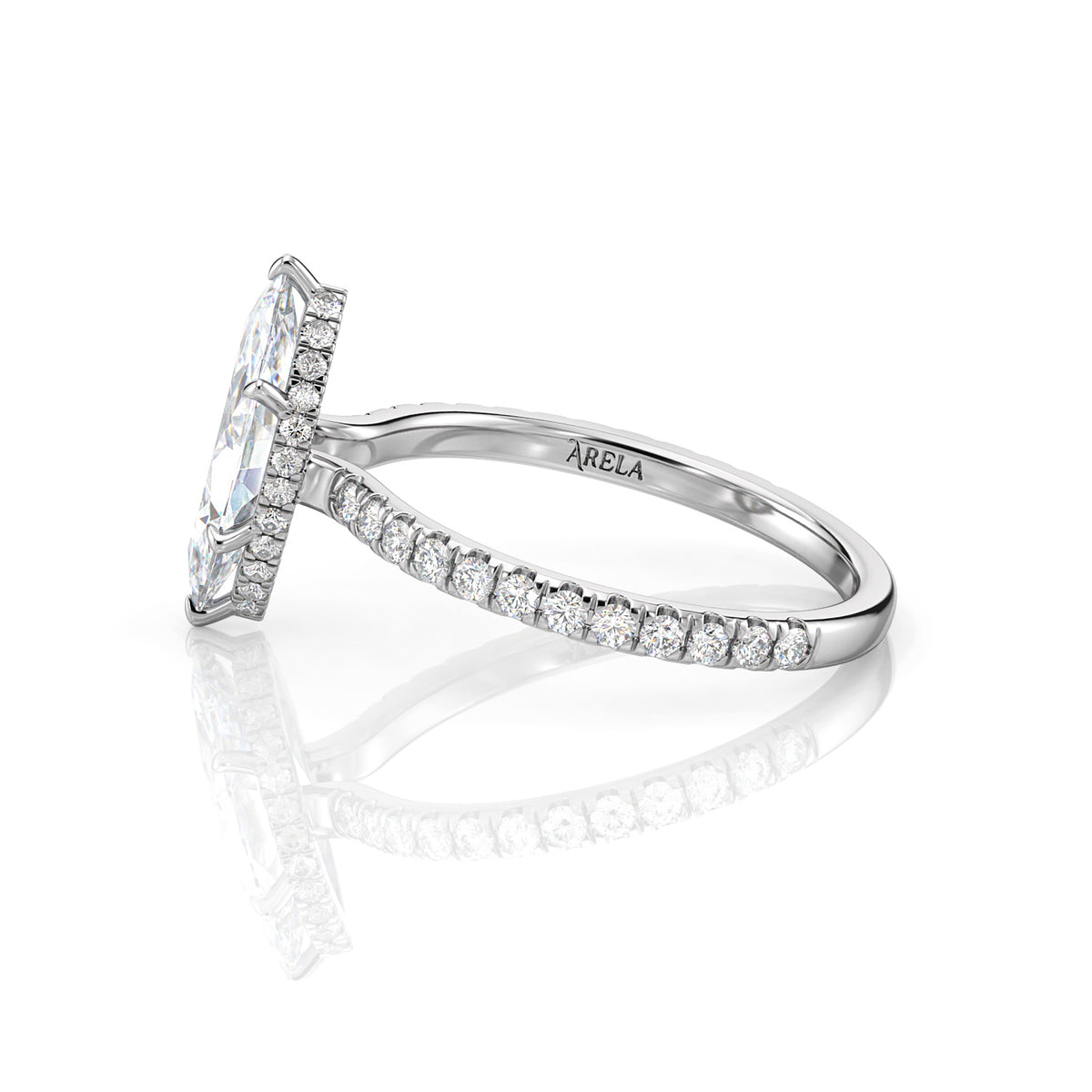Inel de Logodnă – Diamant de Laborator Marquise Pave