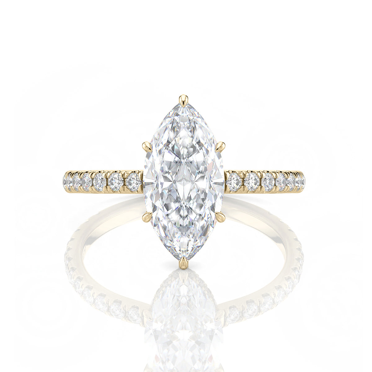 Inel de Logodnă – Moissanite Marquise Pave