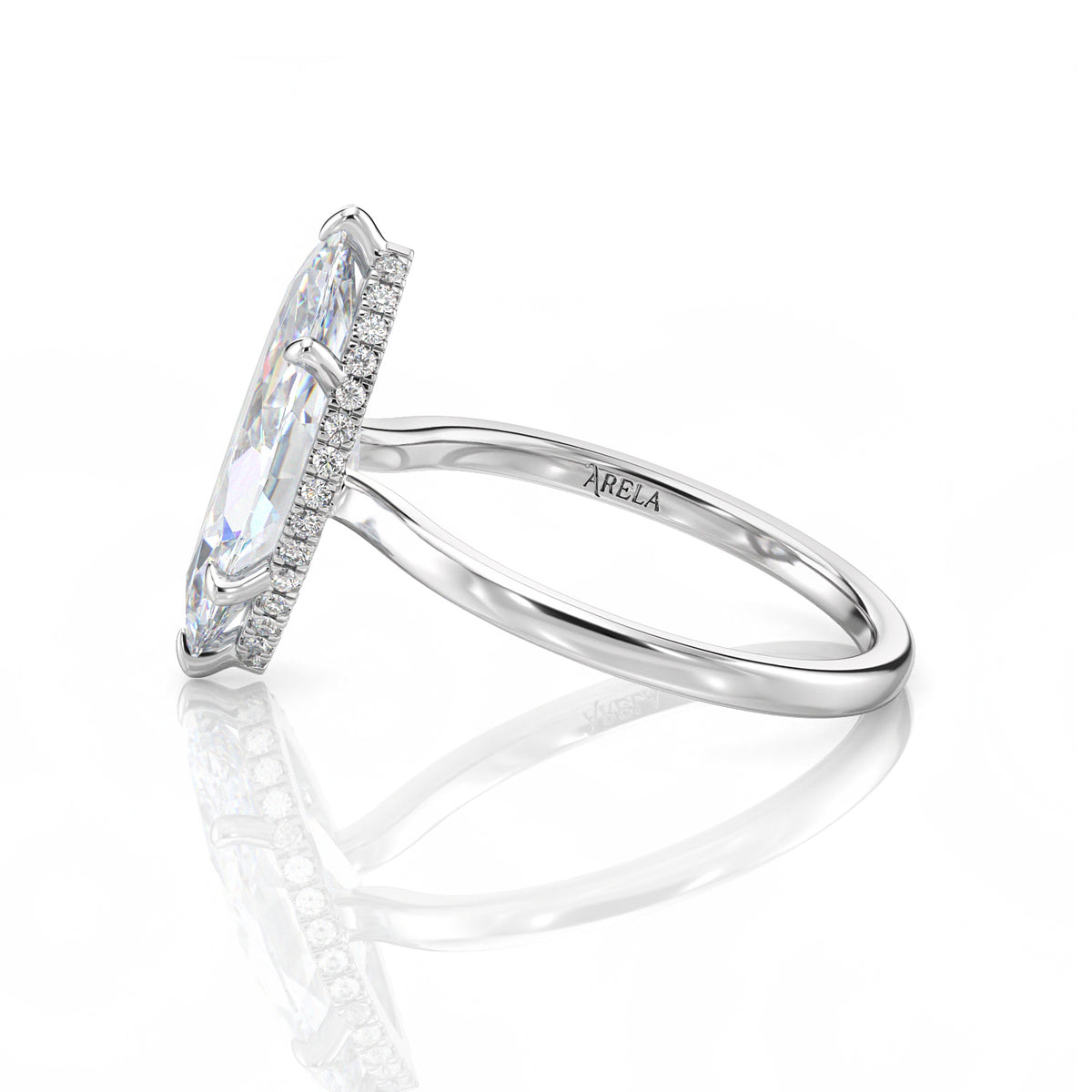Inel de Logodnă – Diamant de Laborator Marquise Hidden Halo